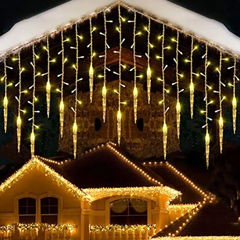 Pic à glace fenêtre rideau toit lumières de noël glaçon fée guirlande lumineuse extérieure guirlande maison fête jardin décoration