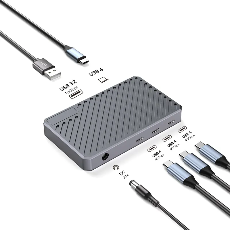 4-em-1 Thunderbolt 3 USB4.0 HUB com ultra recursos 40 Gbps mais rápido conectado a um PC para notebook