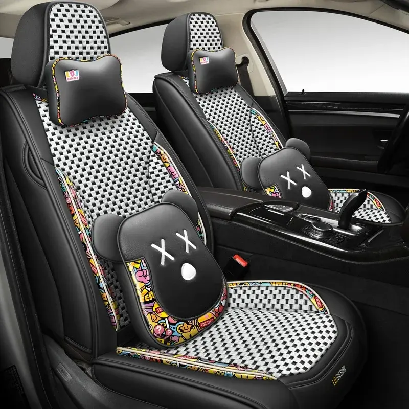Accessori interni auto decorazione cuscino sedile completo coprisedile di lusso coprisedili sportivi in pelle