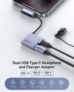BENFEI USB C分离器1进2出双USB C音频插孔适配器，带60w快速充电 - Product Image 2