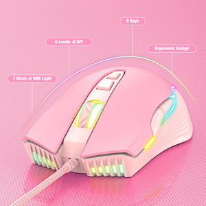 Onikuma-teclado y ratón para videojuegos G25 + Cw905, conjunto de teclado y ratón para ordenador con cable y retroiluminación LED, color rosa, 104 teclas - Product Image 3