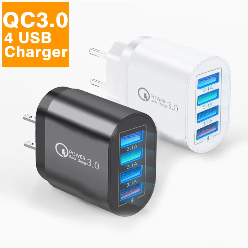 2024 hot sale charger 4 port USB charging head 5V2A charger 3 ports European standard American Standard Color Adapter