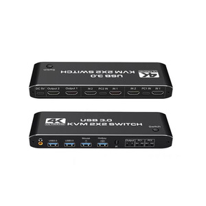 HDMlKVMスイッチ2コンピューター2モニター4K @ 60Hz USB3.0ハブ (IRリモート付き) - Product Image 4