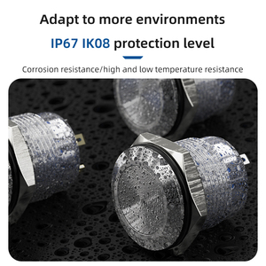 Kısa gövde 16mm Control basmalı düğme anahtarı 12V Control IP67 Metal paslanmaz çelik yeşil işıklı buton kontrol ekipmanları için - Product Image 4