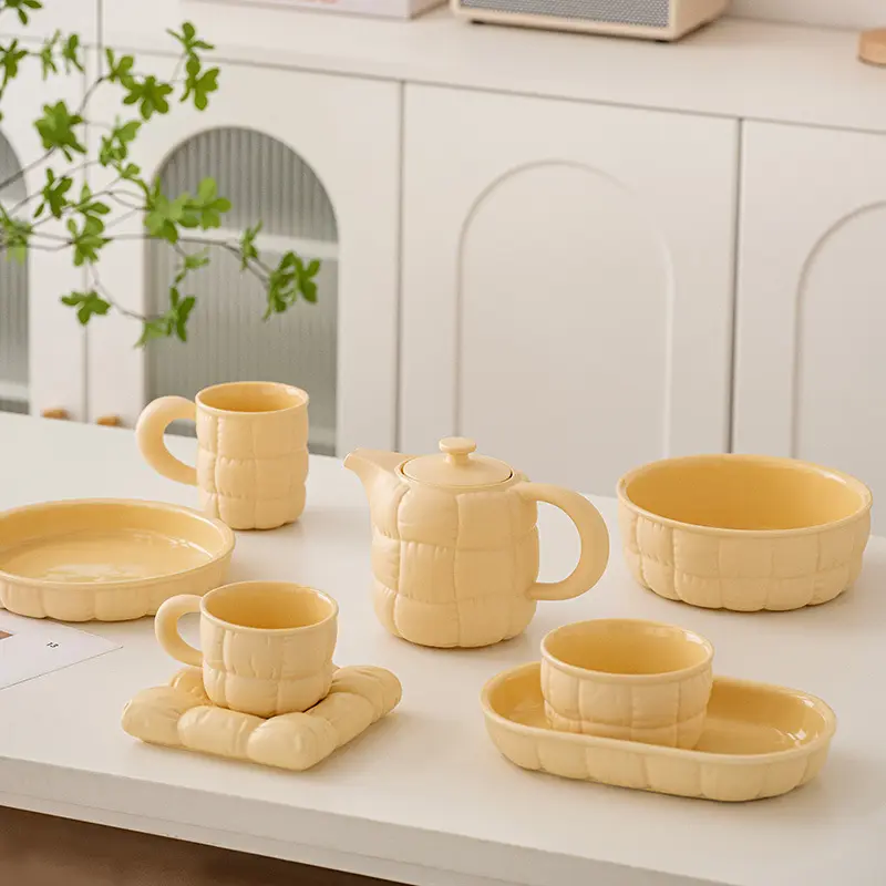 SYL diseño Original ins juego de cerámica cubiertos tazón de arroz plato de cena tetera taza tazas plato largo sofá diseño juego de vajilla