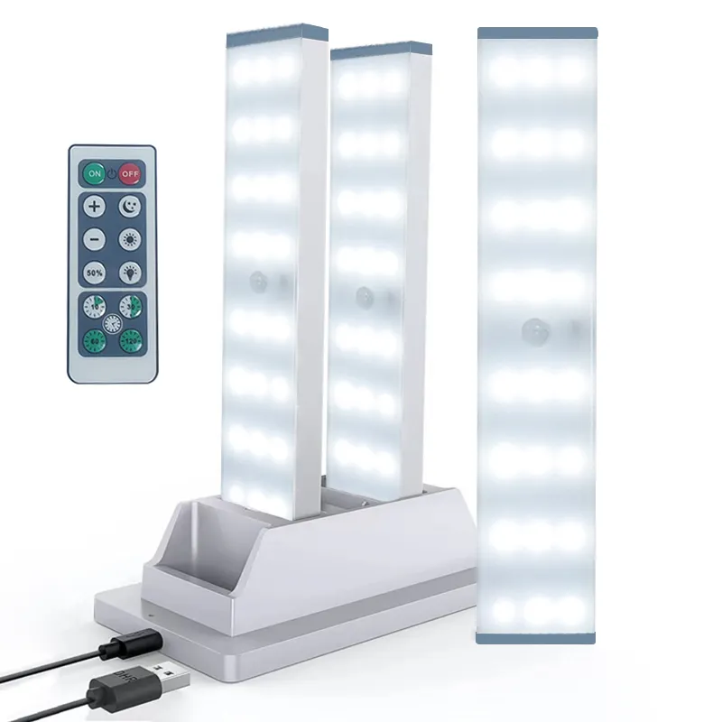 Sensor de movimiento inalámbrico LED magnético debajo de la luz del Gabinete lámpara de armario recargable Inalambrico moderno 80 Control remoto 24 SMD LED