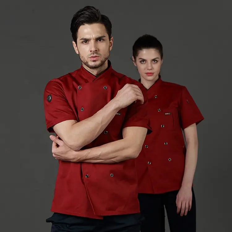 Giacca da cuoco cooking hotel chef uniform manica corta ristorante cappotto da cuoco per donna uomo logo personalizzato