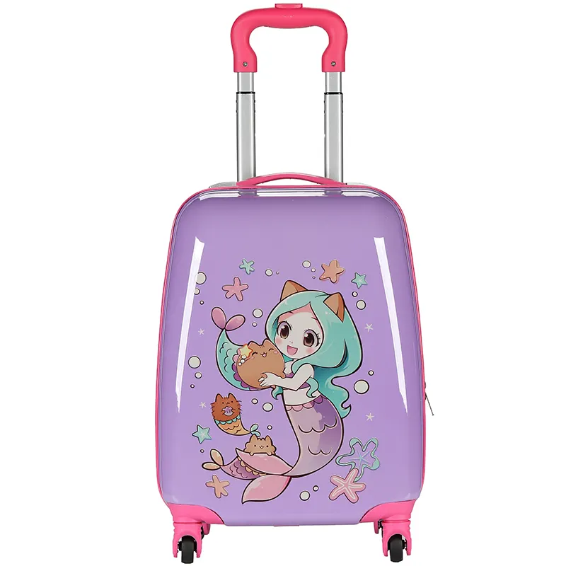Wholesale OEM Custom ABS Print Trolley Children Boys Kids Luggage Suitcase mermaid girls luggage