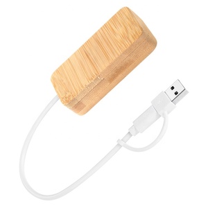 环保竹USB集线器2 USB 2型C端口高速多端口集线器坞站，带麦草电缆 - Product Image 2