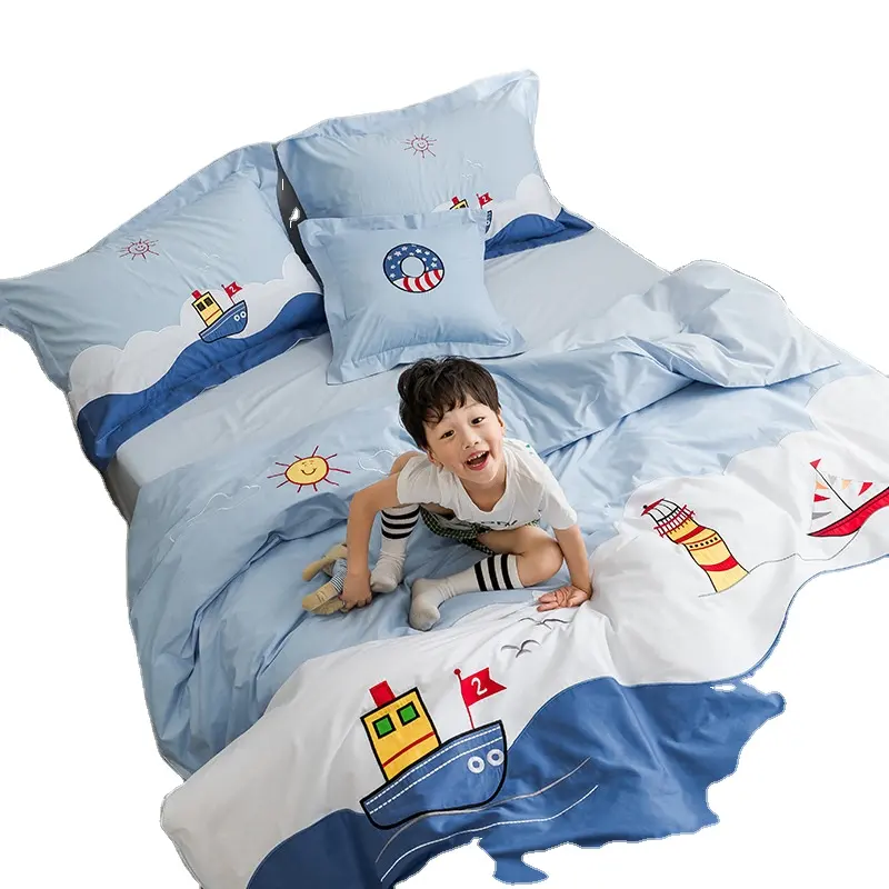 سرير قطني بالجملة طقم لحاف للأطفال مطبوع مصمم sheetsustom لحاف للأطفال