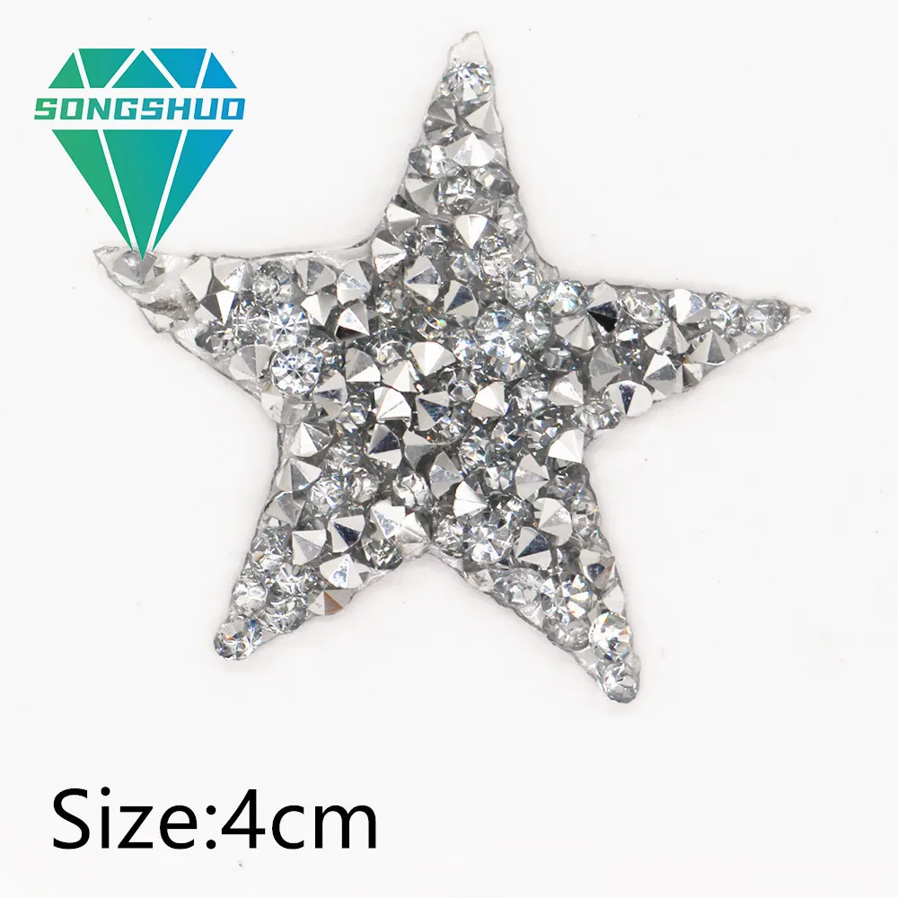Parches de diamantes de imitación de resina adhesiva de fusión en caliente personalizados Diy bolsa de zapatos decoración parche de diamantes de imitación de estrella