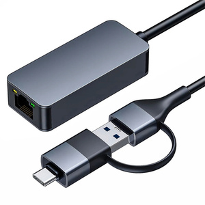 タイプA/タイプCから2.5GRJ45イーサネットアダプターUSBCから2.5Gイーサネットアダプター2500Mbps RJ45LANネットワークコンバーター (PCラップトップ用) - Product Image 1