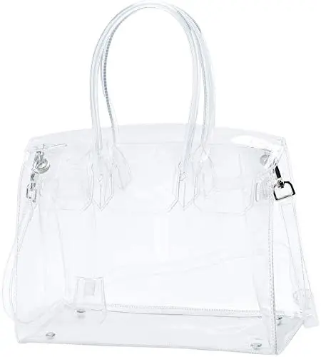 Shoulder Bags Top-handle Bag Satchel Handbag Purse Transparent Clear Tote Beach PVC Women Black Fashion Bag Girl Fashion 100PCS