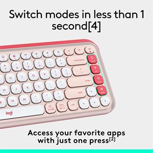 Logitech POP ICON Keys Wireless Bluetooth Rose Keyboard Comfortable Typing <strong>Programmable</strong> Keys up to 3 <strong>Devices</strong>