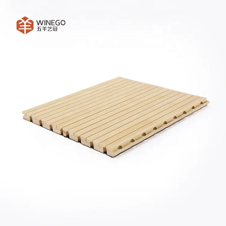 China Promoción de la fábrica de techo estándar comprar ranurado Mdf paneles acústicos de pared de madera del Interior del Hotel