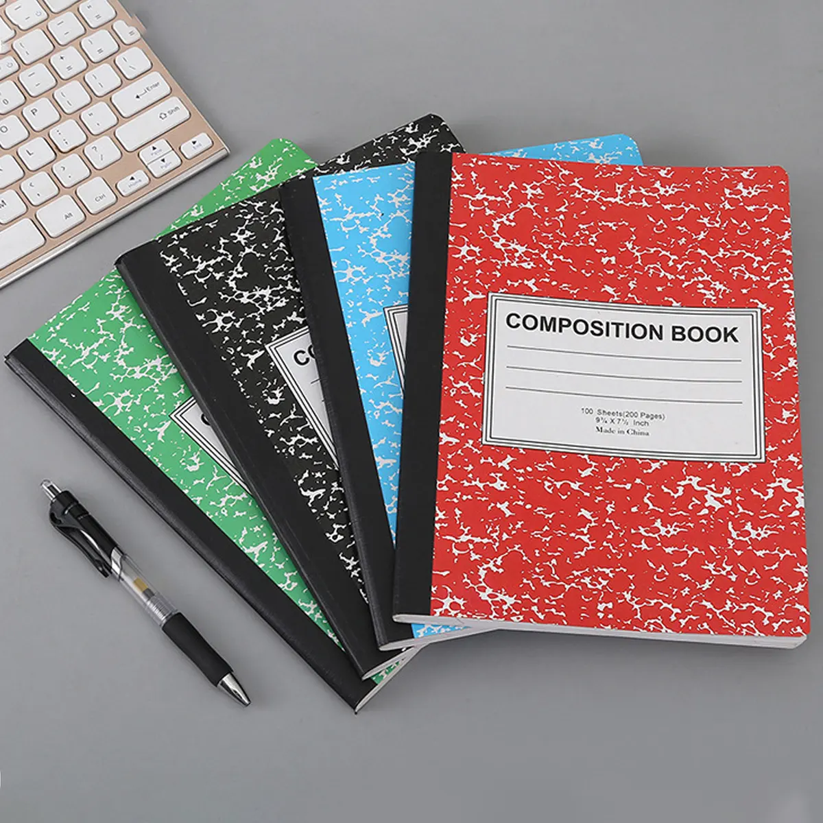 Buku komposisi perlengkapan sekolah buku catatan marmer kertas bergaris jurnal menulis siswa B5 200 halaman buku latihan untuk siswa anak-anak