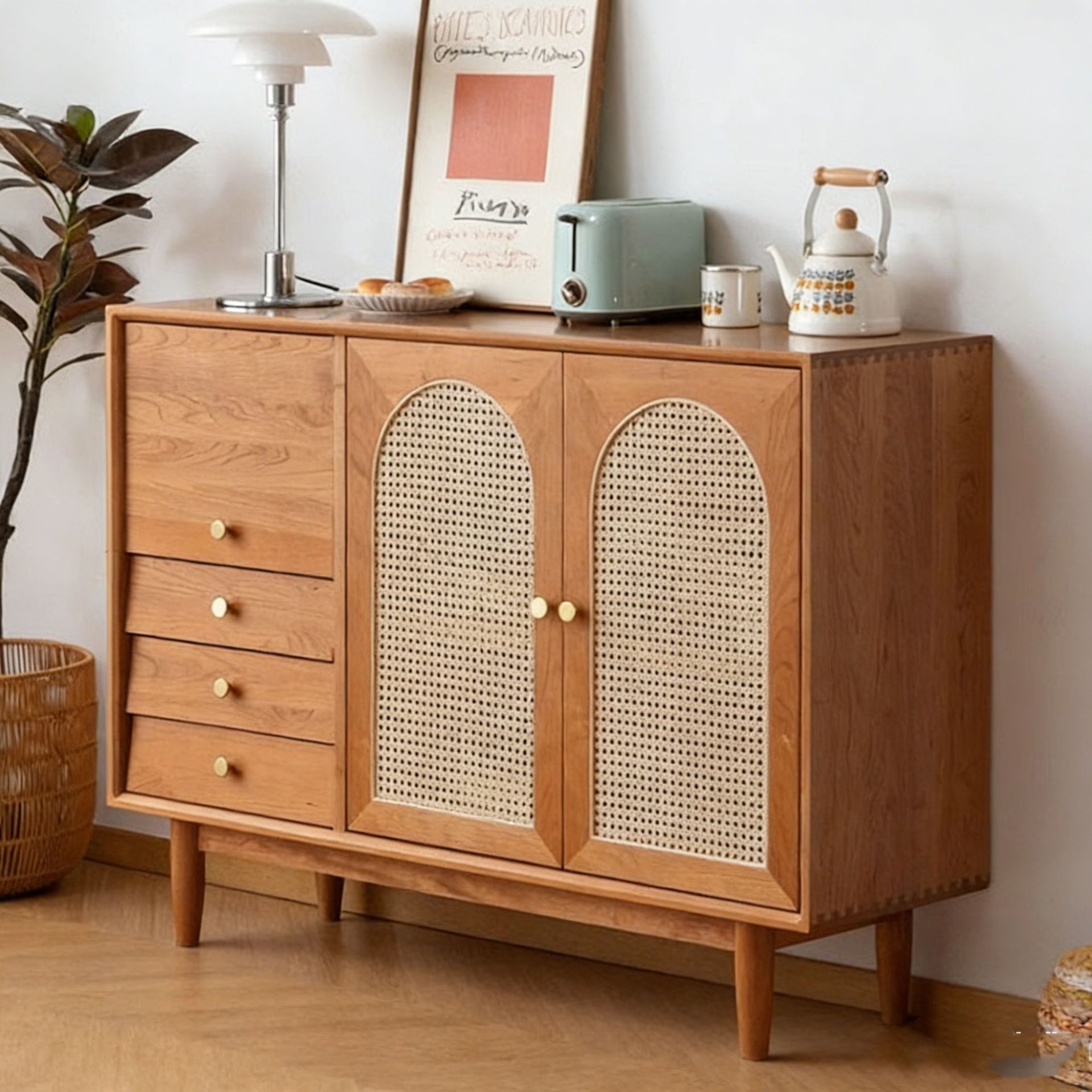 Black walnut wood sideboard with 3 doors