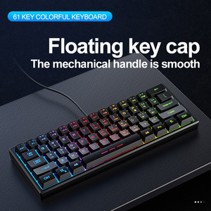 Blue Gold <strong>Wireless</strong> Dual-mode Mechanical <strong>Keyboard</strong> Wired Game Pudding <strong>Keyboard</strong> Hot-swappable Red Axis Gaming Model 61 Keys - Product Image 5