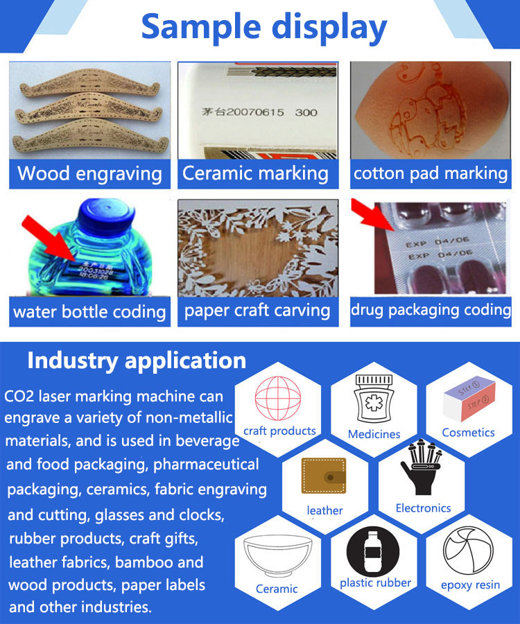 CO2 laser marking machine 40 W 60 W wood rubber plastic laser engraving coding