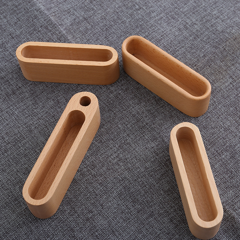 Estuche para tarjetas de visita con borde redondo de madera de haya