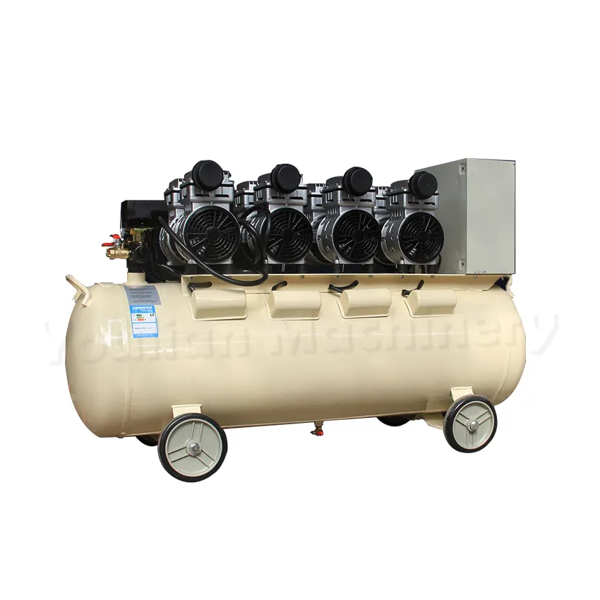Elektrische Zuiger Luchtcompressor Motor Machine Draagbare Kleine Zuigerpomp Hogedruk Olievrije 500 Liter 10 Bar Melkgeel 120l