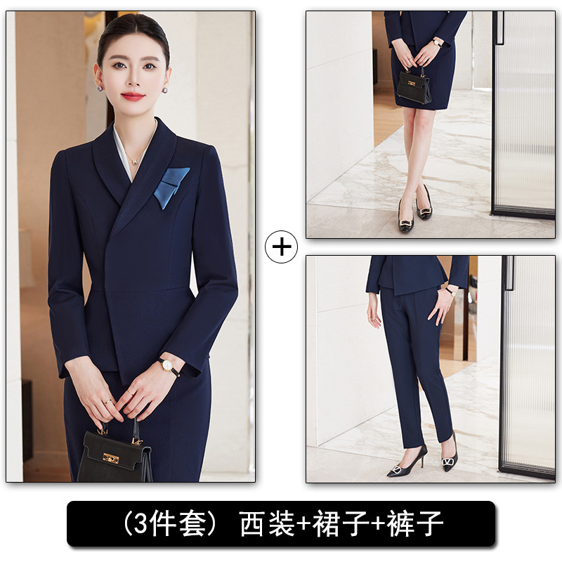 Blue suit pants and skirt