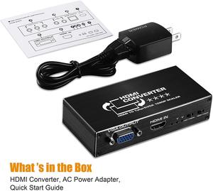 Convertidor de componentes HDTV a VGA de 1080P HD (YPbPr/ RGB/ 5RCA) Convertidor escalador con salida de audio Toslink SPDIF