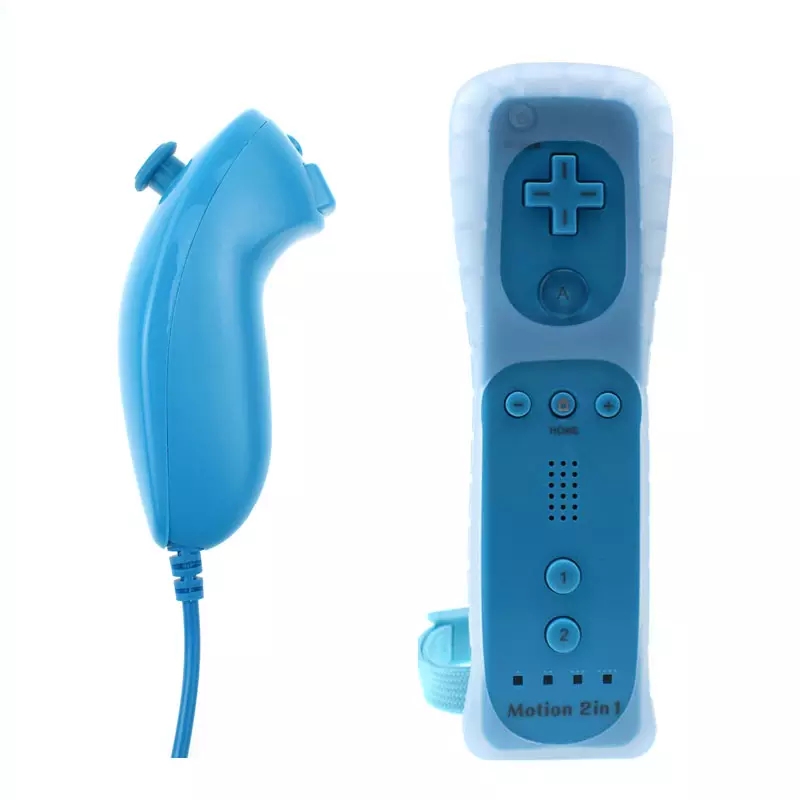 Nunchuck télécommande bleu clair avec Motion Plus SANS BOÎTE