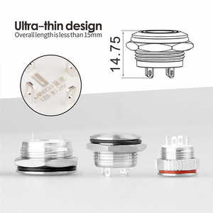 LANBOO 12-22QC 12 16 19 22MM Mini breve tatto impermeabile momentaneo metallo Ultra-sottile interruttore a pulsante con indicatore luminoso a LED - Product Image 4
