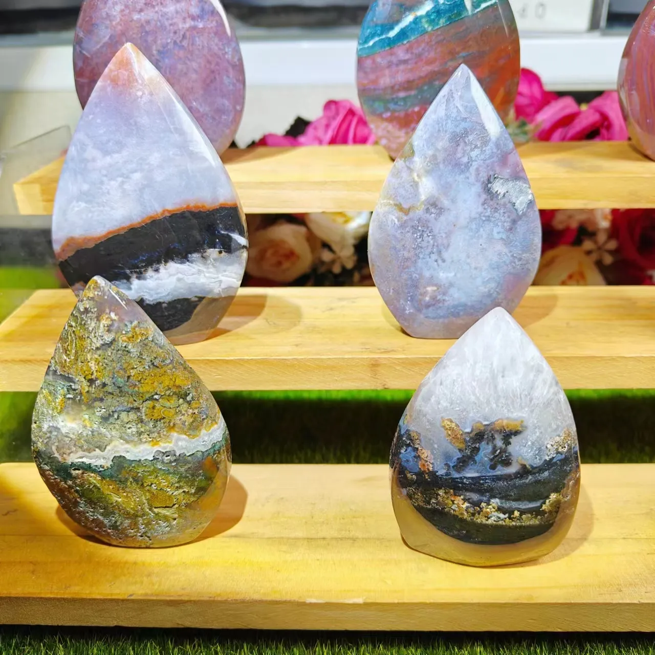 Cristal natural esculpido à mão para decoração de casa, cristal de alta qualidade para decoração de oceano e jaspe