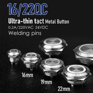 12 16 19 22MM Mini Short Tact impermeabile IP68 momentaneo in metallo interruttore a pulsante ultrasottile con indicatore LED rosso verde - Product Image 5