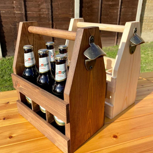 Nhà Máy Bán Buôn Bia Thùng Chai Bằng Gỗ Hộp Chai Tàu Sân Bay Hình Chữ Nhật Giữ Chai Hộp Với Xử Lý Và 1 Mở Chai - Product Image 1