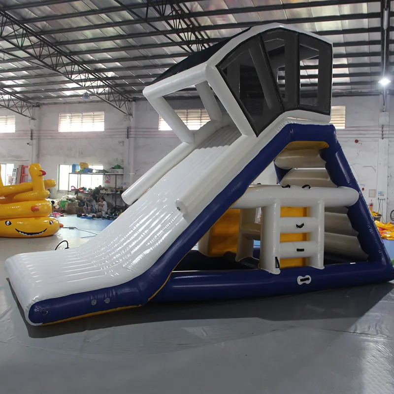 Blue Springs Peralatan Taman Air Mengambang Inflatable Water Slide PVC Komersial Disesuaikan Terbuka Inflatable