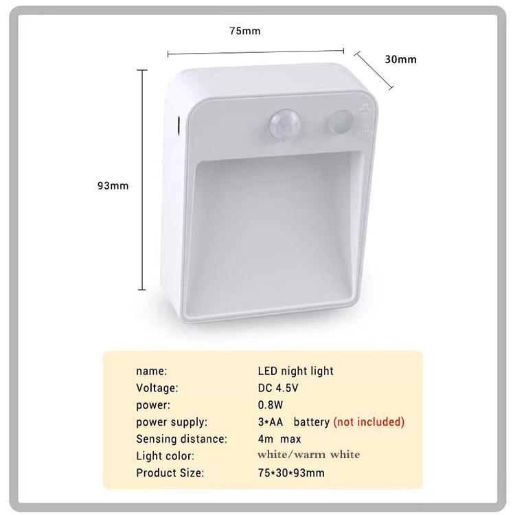 2022 PIR motion sensor night light 2 LED wall-mounted wardrobe closet bedroom cabinet human body sensor night light