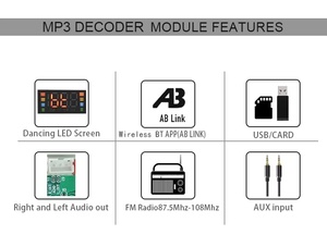 蓝牙扬声器模块便携式音频Mp3音乐播放器解码器板，带Usb调频tf卡 - Product Image 5