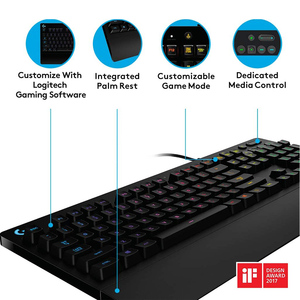 G213 RGB-Gaming-Tastatur Kabel gebundene Steuerungen in voller Größe Einteilige Handballen auflage Spritzwasser geschütztes Design LOL MOBA FPS - Product Image 3