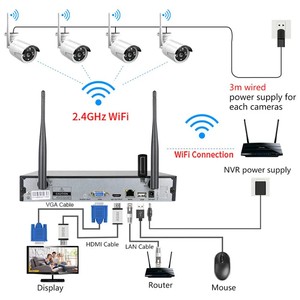 4CH Wireless-Überwachungs kamera für den Außenbereich, hoch auflösendes Nachtsicht netzwerk für zu Hause, Wifi-Festplatten rekorder - Product Image 2