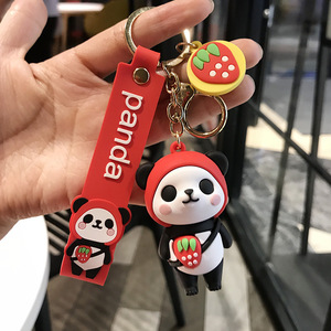 廉价橡胶卡通动物3D软聚氯乙烯熊猫钥匙扣带定制标志 - Product Image 3