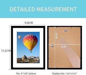 Winfeie <strong>Frames</strong> Picture Art <strong>8x10</strong> Picture <strong>Frames</strong> Set of <strong>4</strong>,Black Photo <strong>Frame</strong> With Mat Display Pictures for Wall Home Office - Product Image 4