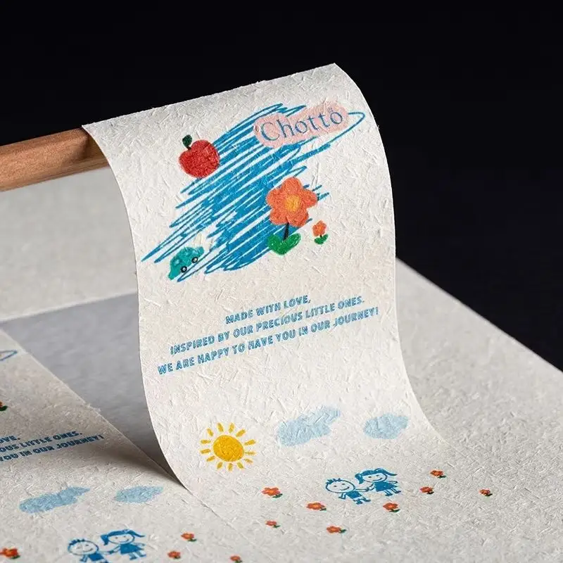 Fondo de efecto áspero Etiqueta engomada de papel de arte texturizado colorido Etiquetas texturizadas rústicas de lino mate para hornear envasado de alimentos