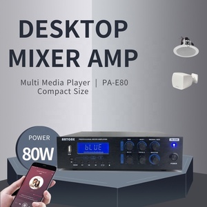 Small 80W Blue Tooth Music <strong>Mixer</strong> with Power Amplifier Wall Ceiling Speaker Restaurant 100V Sound System Receiver PA-E80 for Shop - Product Image 4