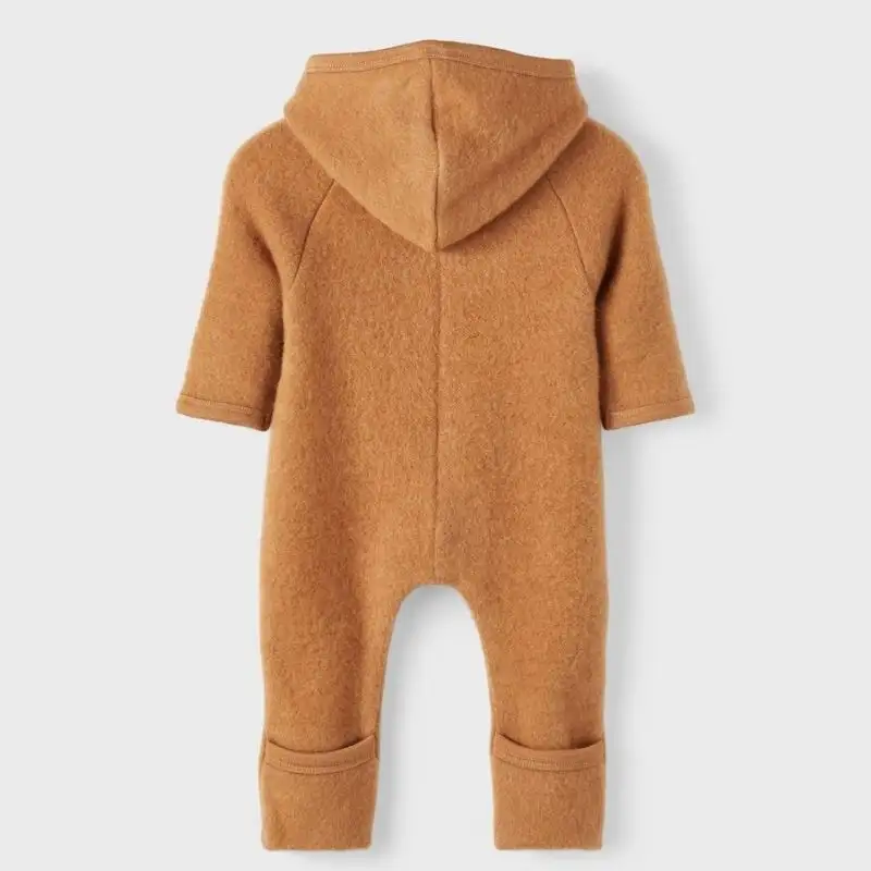 OEKO сертифицированная детская одежда из шерсти мериноса, оптовая цена, детский комбинезон, коричневый комбинезон с длинным рукавом