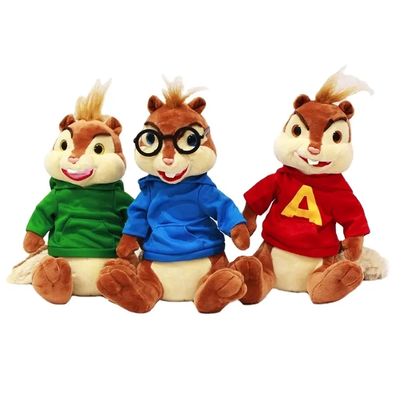 Boneka lembut Alvin dan chipmunk dengan bantalan hewan