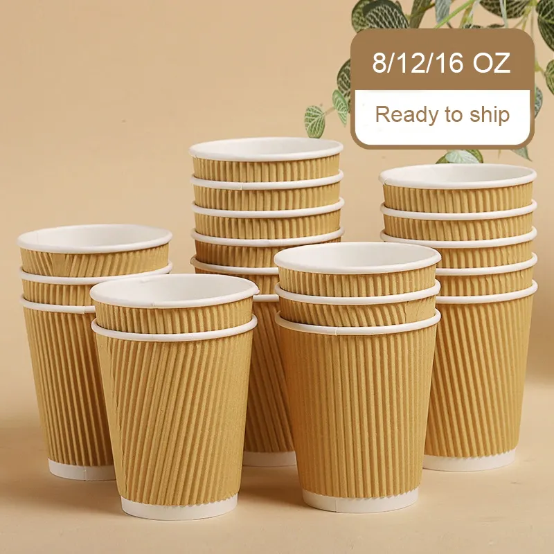 8OZ 12OZ 16OZ Einweg-Kaffee-Tee tasse aus Papier mit doppels chichtigen Recycling-Tassen im Großhandel