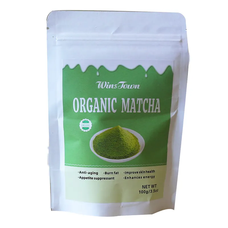 100% Organic Matcha ผงขายส่งธรรมชาติพรีเมี่ยมฉลากส่วนตัวสีเขียวชาผล Matcha