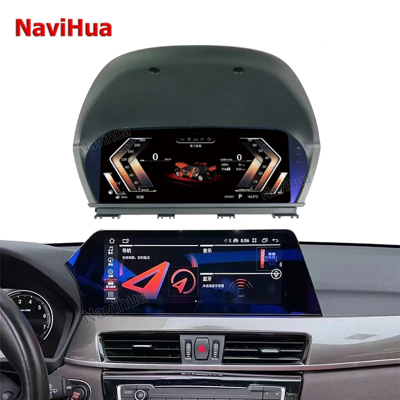 NaviHua12.3インチカーラジオGPSナビゲーションカーDVDプレーヤーおよびBMW X1 F48EVO用LCDダッシュボードスピードメーターインストルメントクラスター