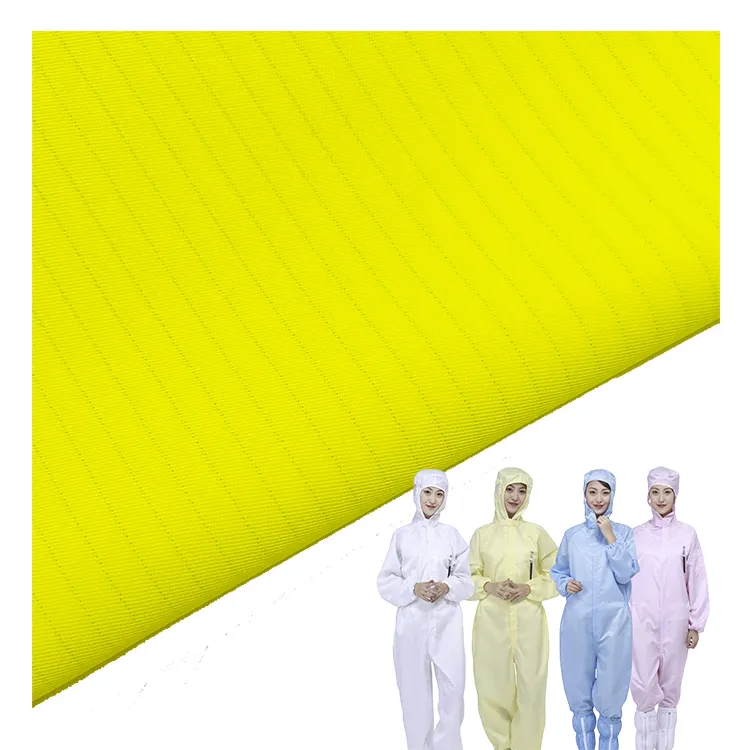 Werkkleding Koolstofvezel Geleidende Uniforme Twill Esd Gabardine Polyester Antistatische Stof Voor Arbeid Doek