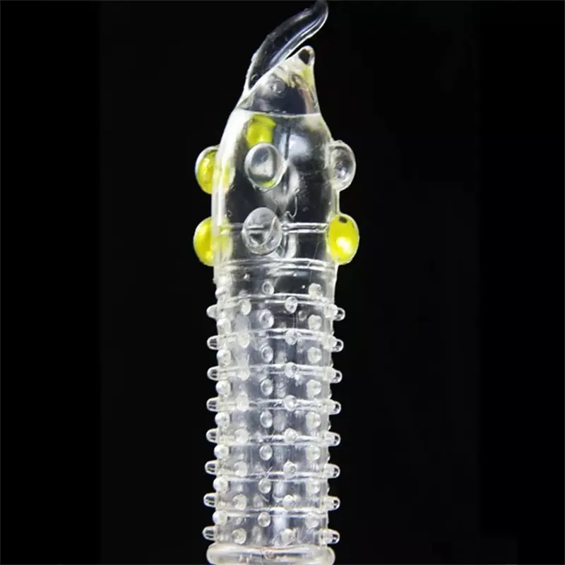 Preservativo de furo de cristal transparente, elástico, lavável, espinho, pênis, pontilhado, produto de camisinha pontilhada extra