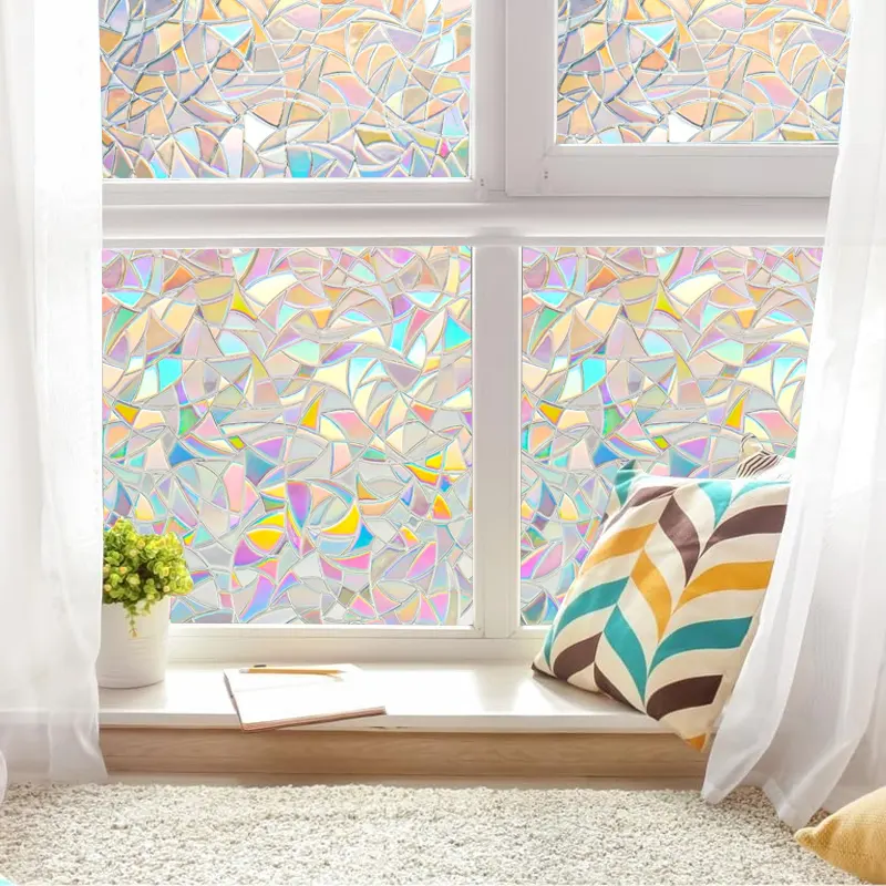 Pellicola per la Privacy della finestra adesivi per decalcomanie 3D in vinile adesivi per finestre statiche arcobaleno per il controllo del calore della casa della porta in vetro Anti UV