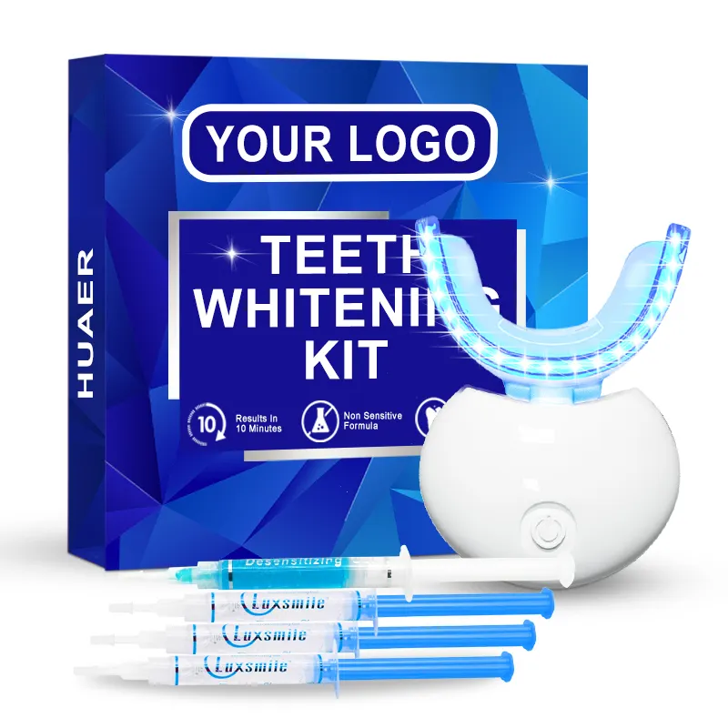 Vente en gros de produits de blanchiment des dents professionnels à domicile Kit de gel de blanchiment Kit LED de blanchiment des dents de marque privée personnalisé